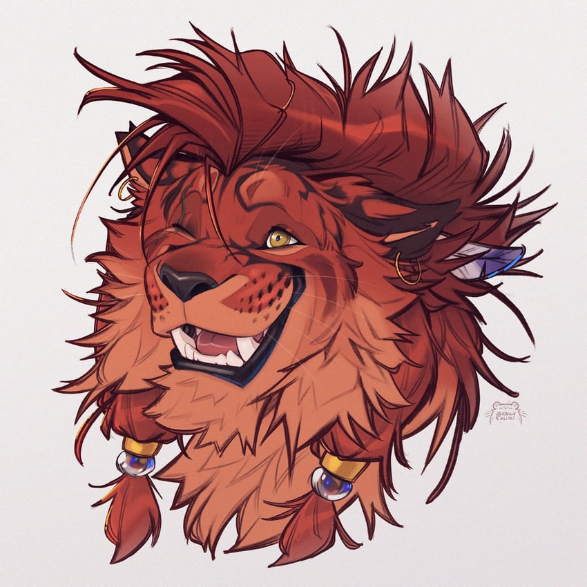 red xiii (final fantasy and 1 more) drawn by bearlyfeline
