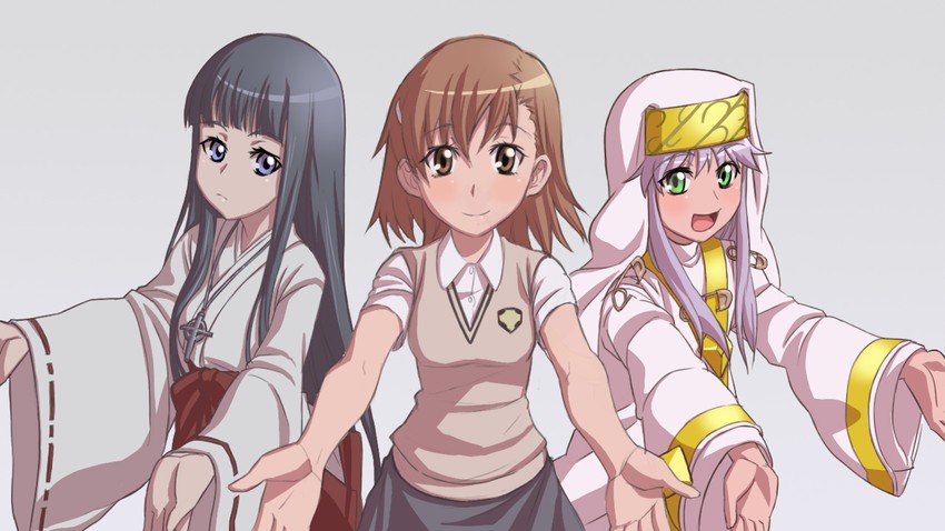 misaka mikoto, index, and himegami aisa (toaru majutsu no index and 3 more) drawn by drawfag