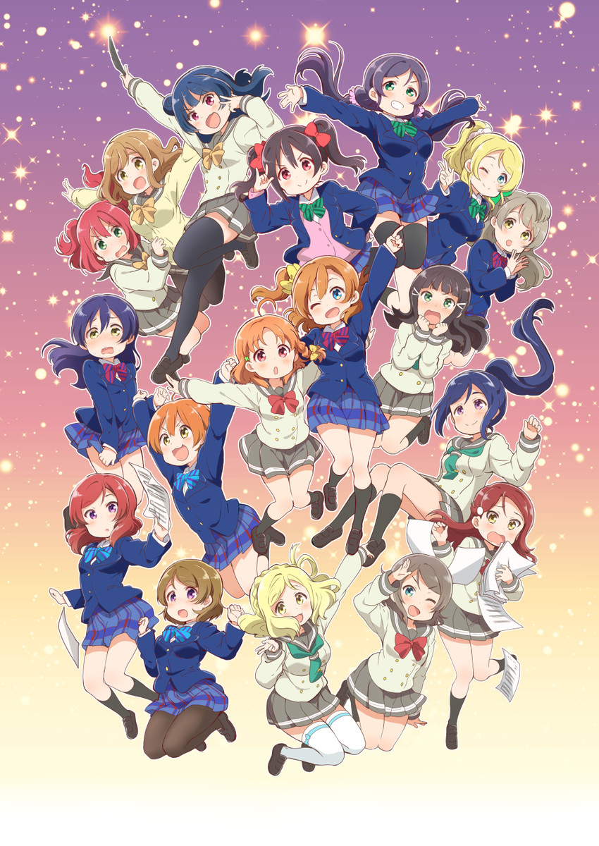 nishikino maki, tojo nozomi, sonoda umi, yazawa nico, ayase eli, and 13 more (love live! and 2 more) drawn by mezashi_(mezamashi_set)