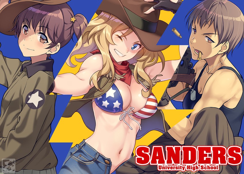 kay, alisa, and naomi (girls und panzer) drawn by pairan