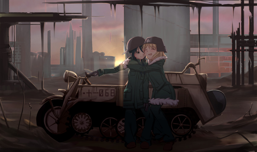 chito and yuuri (shoujo shuumatsu ryokou) drawn by zhe_feng_yi