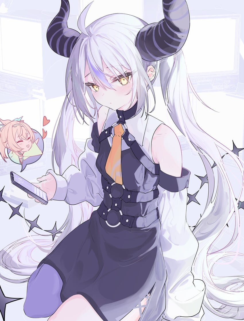 la+ darknesss and kazama iroha (hololive) drawn by murasaki_shiro