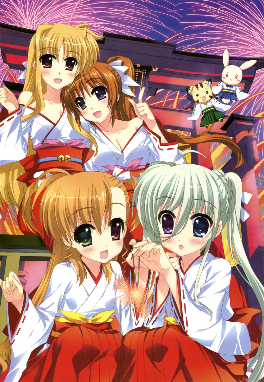 fate testarossa, takamachi nanoha, vivio, einhard stratos, sacred heart, and 1 more (lyrical nanoha and 1 more) drawn by fujima_takuya
