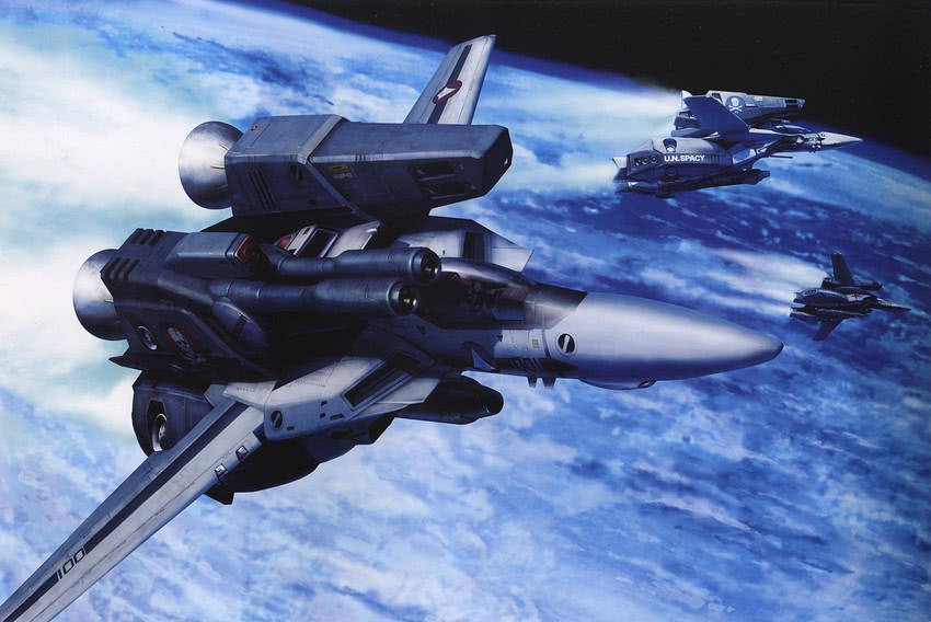 vf-1, vf-1s, vf-1a, and vf-1 strike (macross and 1 more) drawn by tenjin_hidetaka