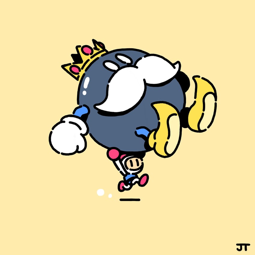 white bomberman and king bob-omb (mario and 1 more) drawn by james_turner
