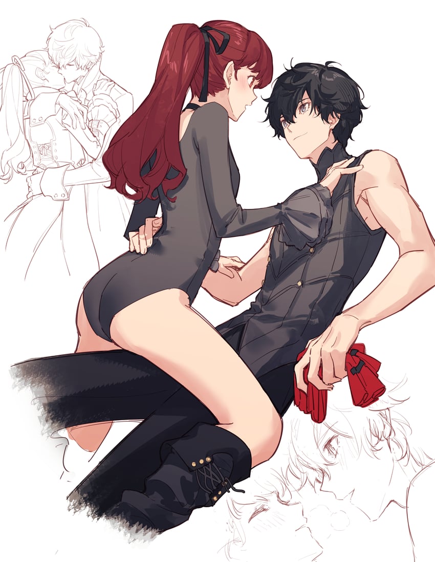 amamiya ren, yoshizawa kasumi, and joker (persona and 2 more) drawn by tsubsa_syaoin