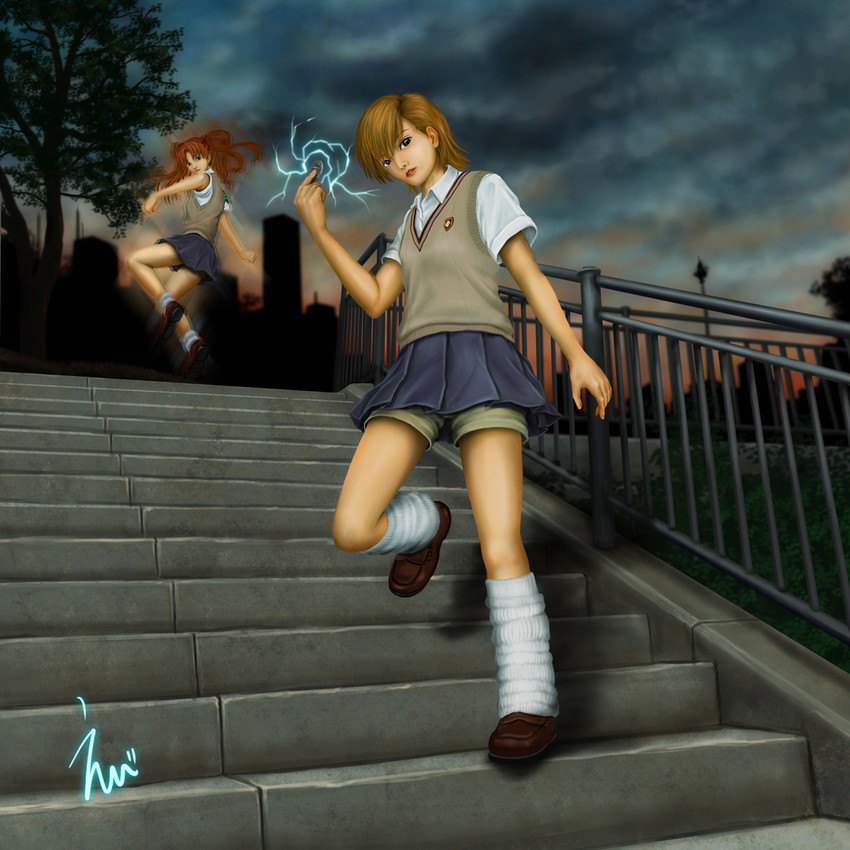 misaka mikoto and shirai kuroko (toaru majutsu no index and 1 more) drawn by ebi_(eeotoko)