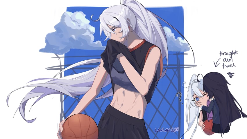 kiana kaslana and raiden mei (honkai and 1 more) drawn by lanlanq00