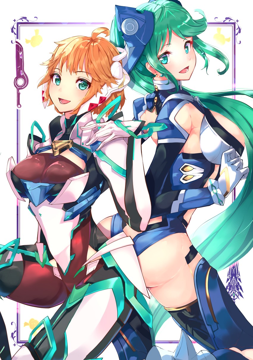 pneuma, fiora, and mecha-fiora (xenoblade chronicles and 2 more) drawn by risumi_(taka-fallcherryblossom)