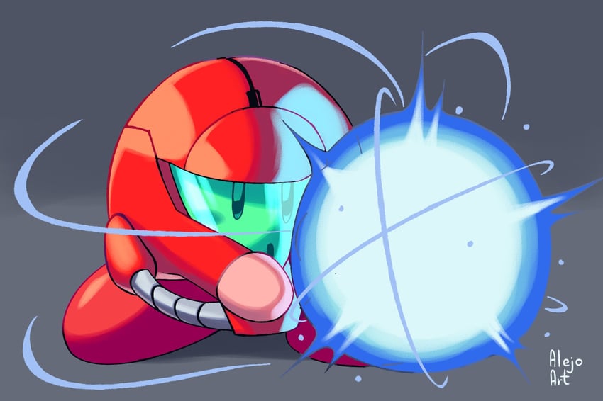 kirby and samus aran (kirby and 2 more) drawn by alejo5599