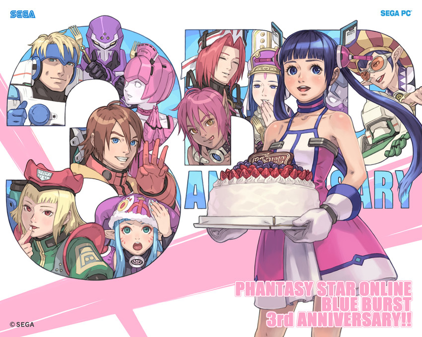fonewearl, hunewearl, humar, hucast, elenor camuel, and 6 more (phantasy star and 2 more) drawn by akikazu_mizuno