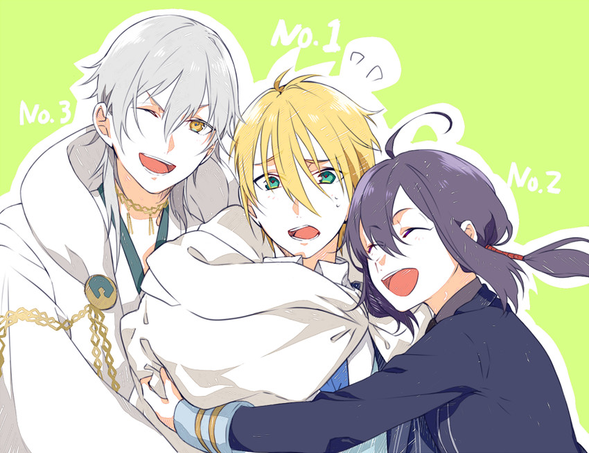tsurumaru kuninaga, namazuo toushirou, and yamanbagiri kunihiro (touken ranbu) drawn by mou_(mooooow)
