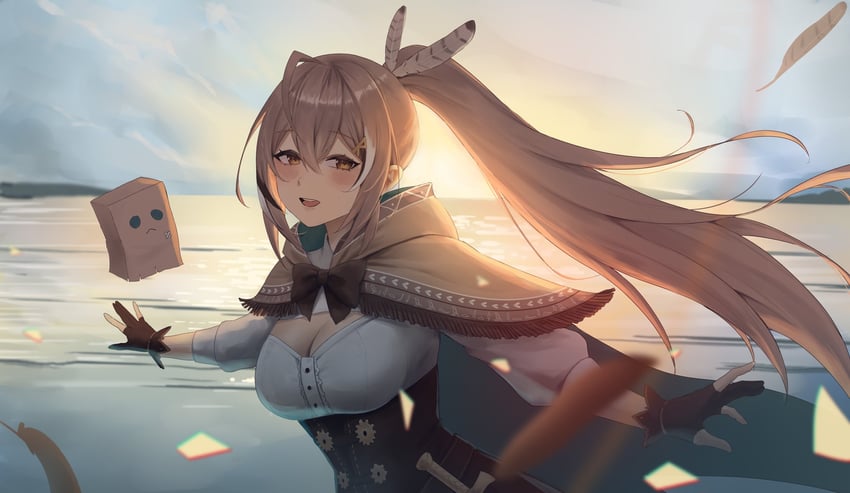 nanashi mumei and friend (hololive and 1 more) drawn by rayn3