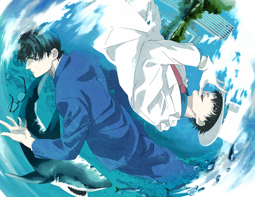kudou shin'ichi and kaitou kid (meitantei conan and 1 more) drawn by hori_(ins-o1-y1)