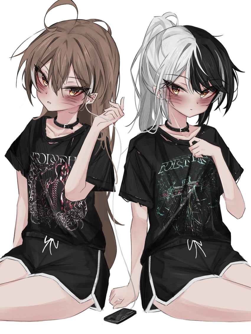 nanashi mumei and shiori novella (hololive and 2 more) drawn by akarinnndesu