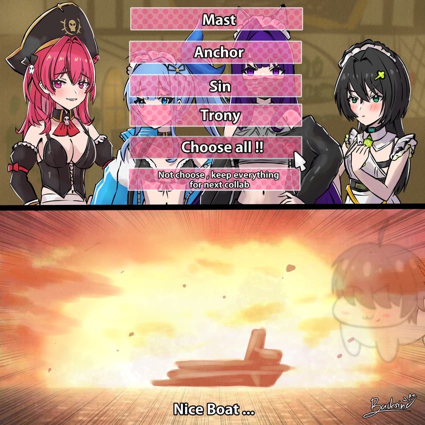 commander, soda, mast, doro, trony, and 2 more (goddess of victory: nikke) drawn by backsine