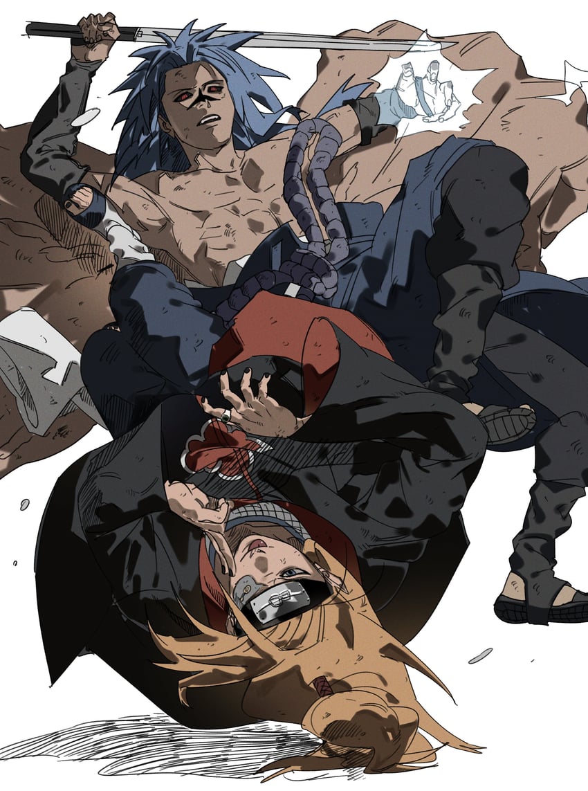 uchiha sasuke and deidara (naruto and 1 more) drawn by dong2taku