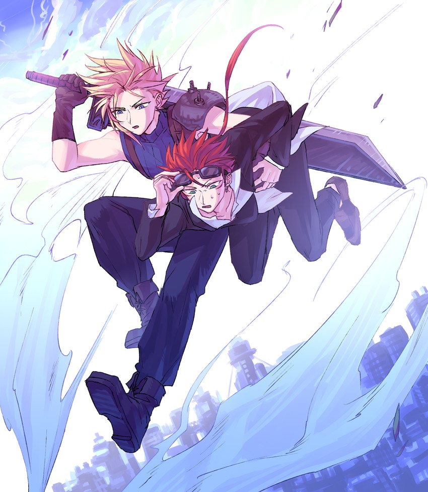 cloud strife and reno (final fantasy and 1 more) drawn by ganoo