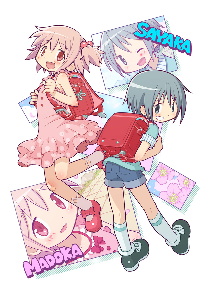 kaname madoka and miki sayaka (mahou shoujo madoka magica and 1 more) drawn by gecchu