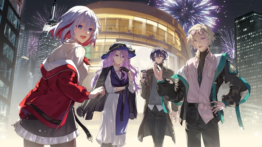 aventurine, dr. ratio, topaz, and jade (honkai and 1 more) drawn by kanangnsn