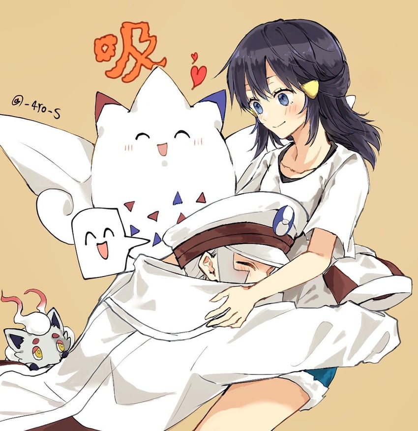 akari, emmet, hisuian zorua, and togekiss (pokemon and 1 more) drawn by hakugei_(pixiv24061075)