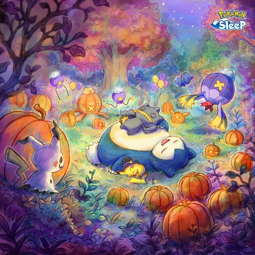pikachu, mimikyu, snorlax, drifloon, banette, and 2 more (pokemon and 1 more) drawn by sowsow