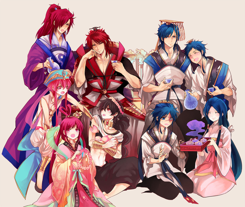 judal, ren kougyoku, ren hakuryuu, ren hakuei, ren kouha, and 4 more (magi the labyrinth of magic) drawn by nair_(mindcreator)