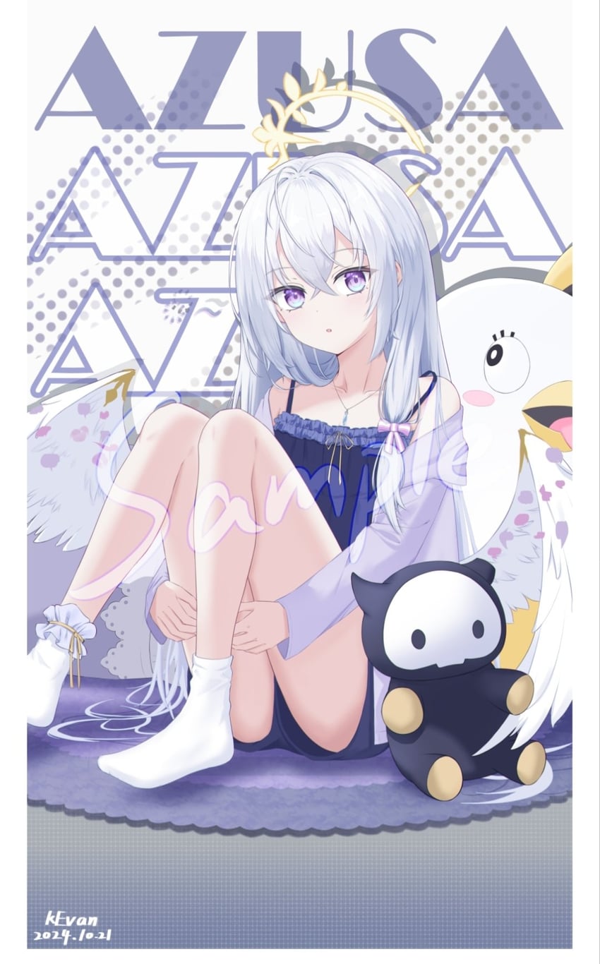 azusa, peroro, and skullman (blue archive) drawn by kevanescence