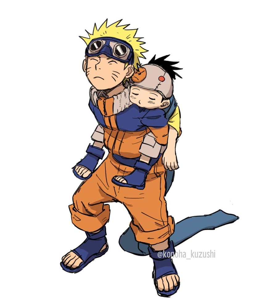 uzumaki naruto and sarutobi konohamaru (naruto) drawn by konoha_kuzushi
