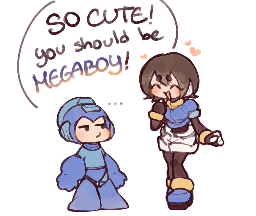 aile and mega man (mega man and 1 more) drawn by ghosty_entity