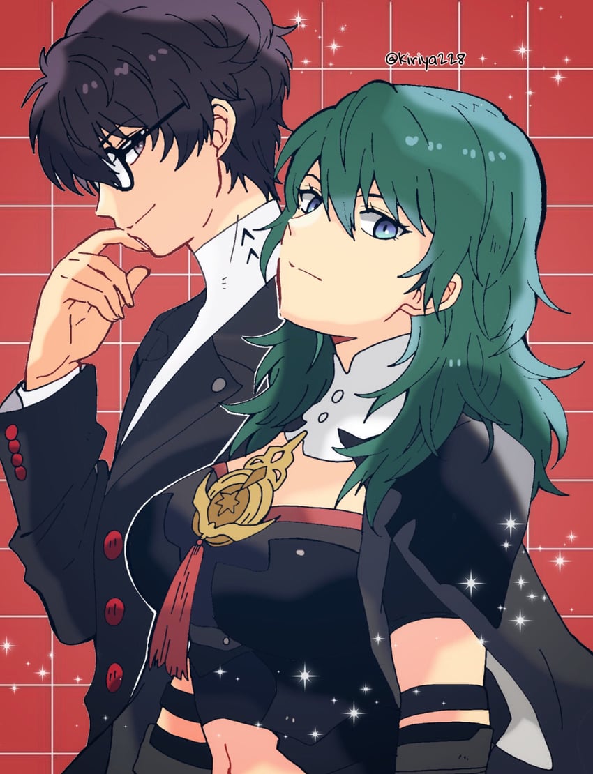 female byleth and amamiya ren (fire emblem and 4 more) drawn by kiriya_(552260)