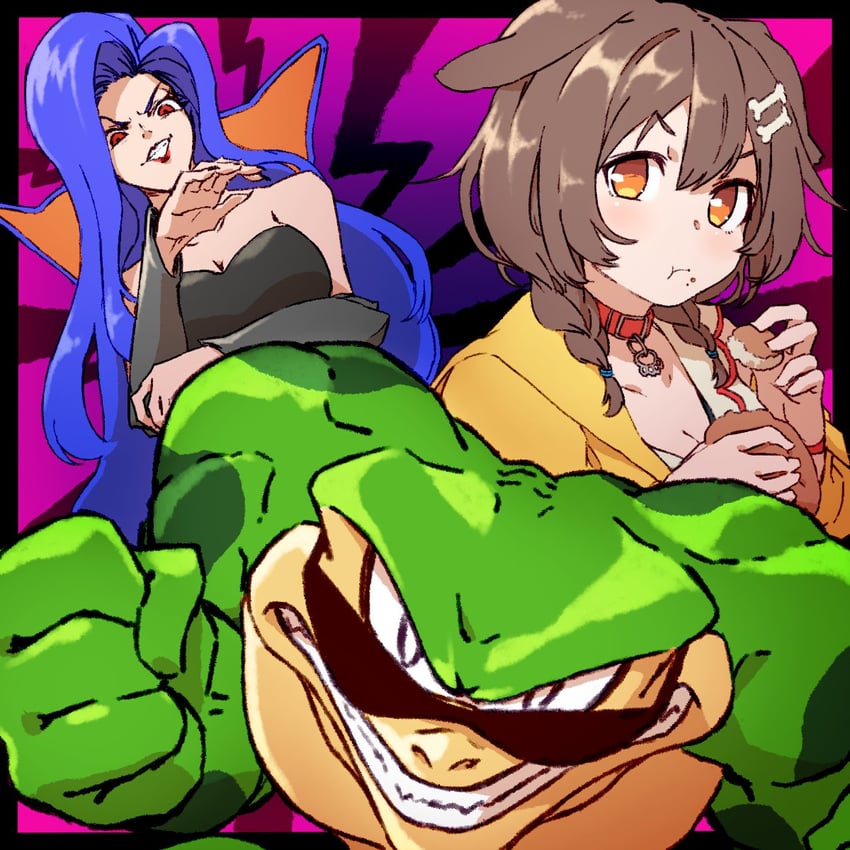 inugami korone, rash, and dark queen (hololive and 1 more) drawn by hashiguma