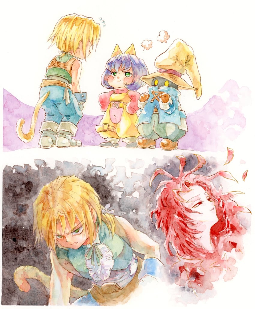 zidane tribal, vivi ornitier, eiko carol, kuja, and trance kuja (final fantasy and 1 more) drawn by yui_norimaki
