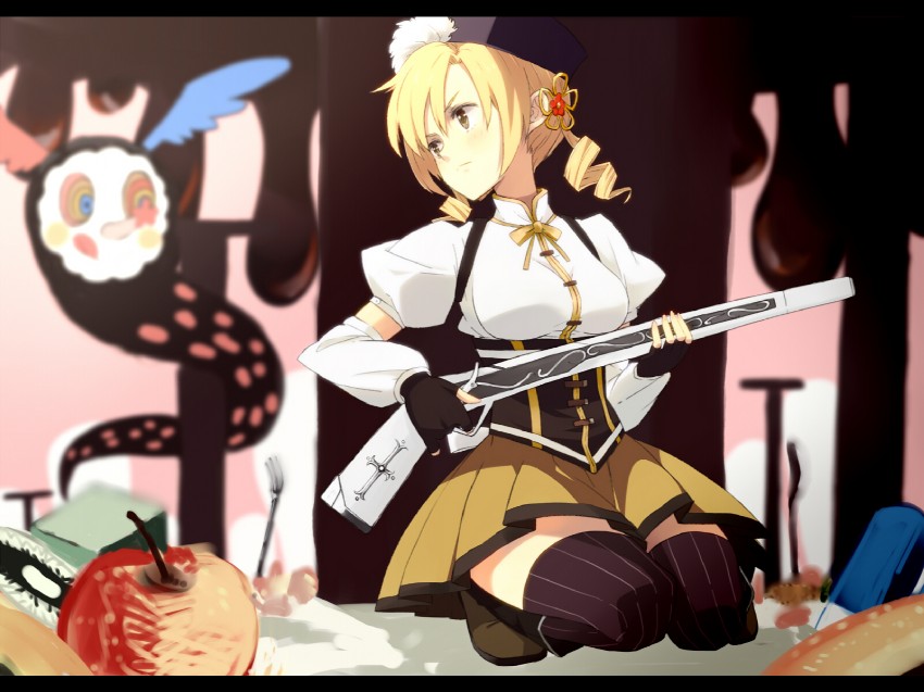 tomoe mami and charlotte (mahou shoujo madoka magica) drawn by n_i_n_o