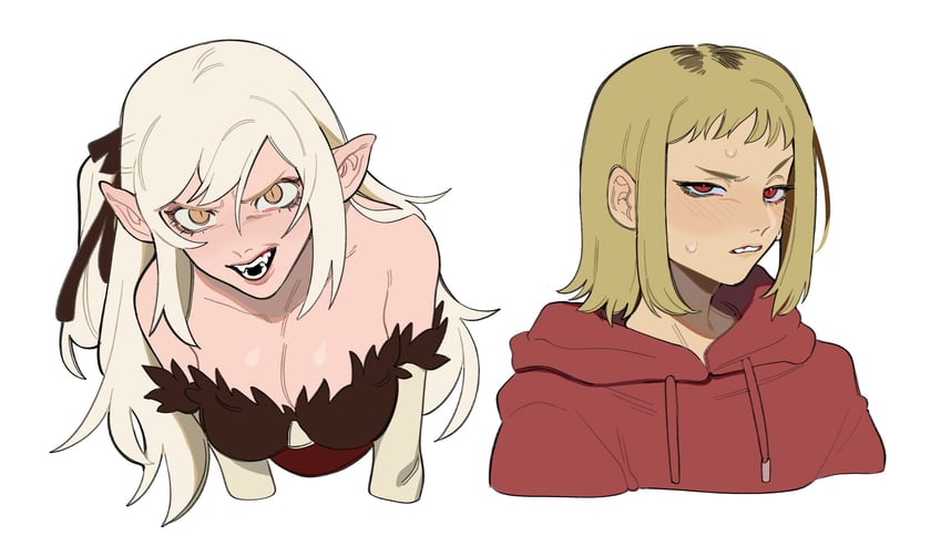oshino shinobu, kiss-shot acerola-orion heart-under-blade, and sawatari akane (chainsaw man and 2 more) drawn by porqueloin