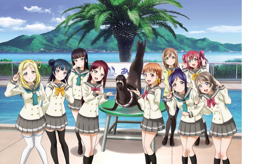 watanabe you, tsushima yoshiko, sakurauchi riko, takami chika, matsuura kanan, and 4 more (love live! and 1 more)
