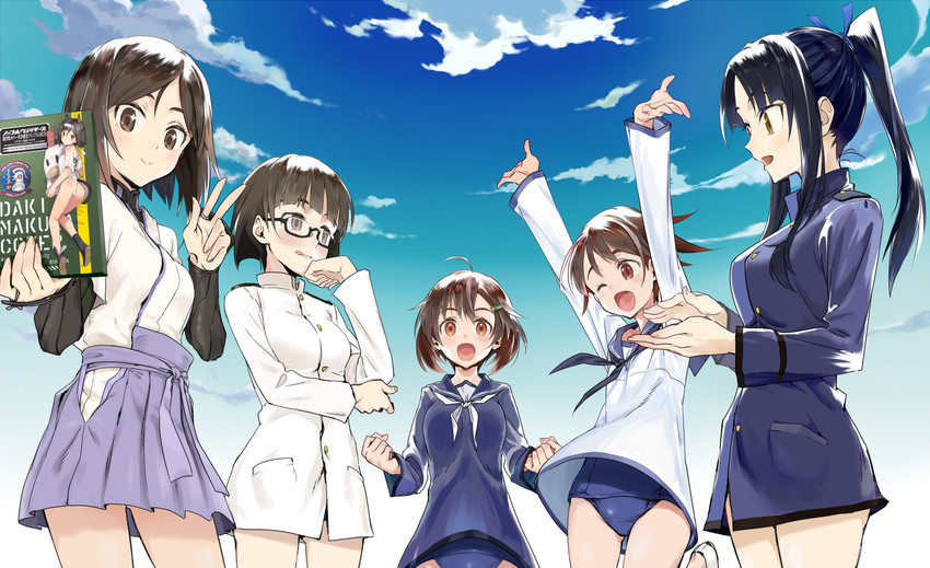 miyafuji yoshika, karibuchi hikari, hattori shizuka, kuroda kunika, and sakomizu haruka (world witches series and 4 more) drawn by homare_(homaredai)
