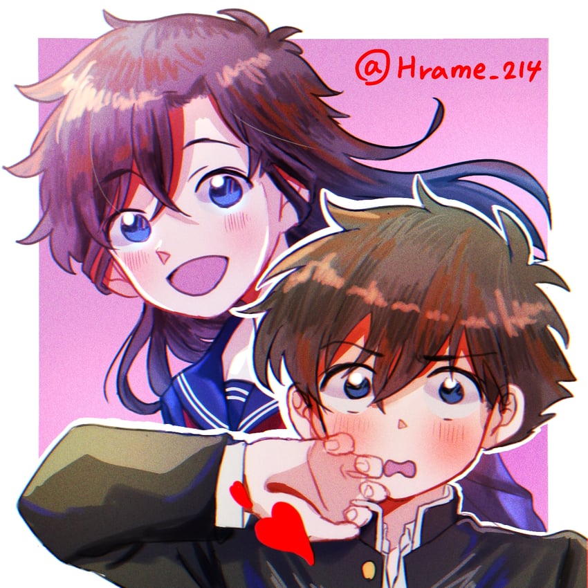 kuroba kaito and nakamori aoko (magic kaito) drawn by hirame_(user_dysp4554)