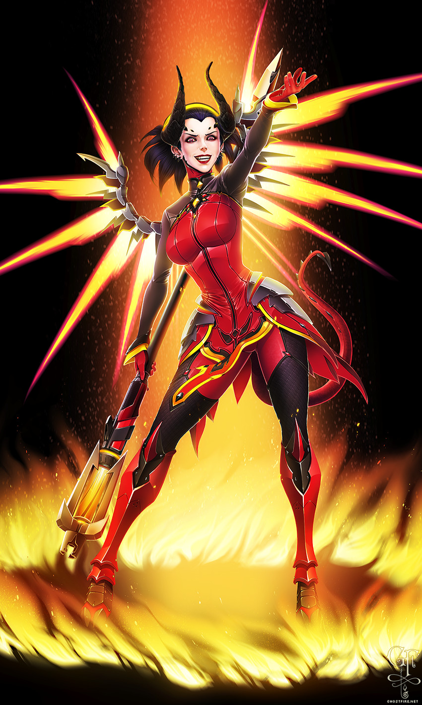 mercy and devil mercy (overwatch and 1 more) drawn by julia_lichty