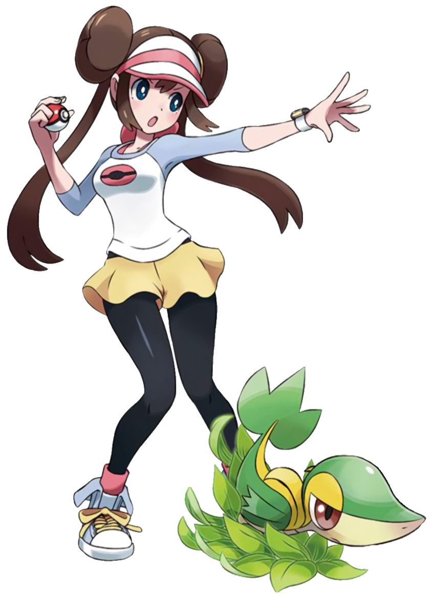 rosa and snivy (pokemon and 1 more) drawn by ariga_hitoshi