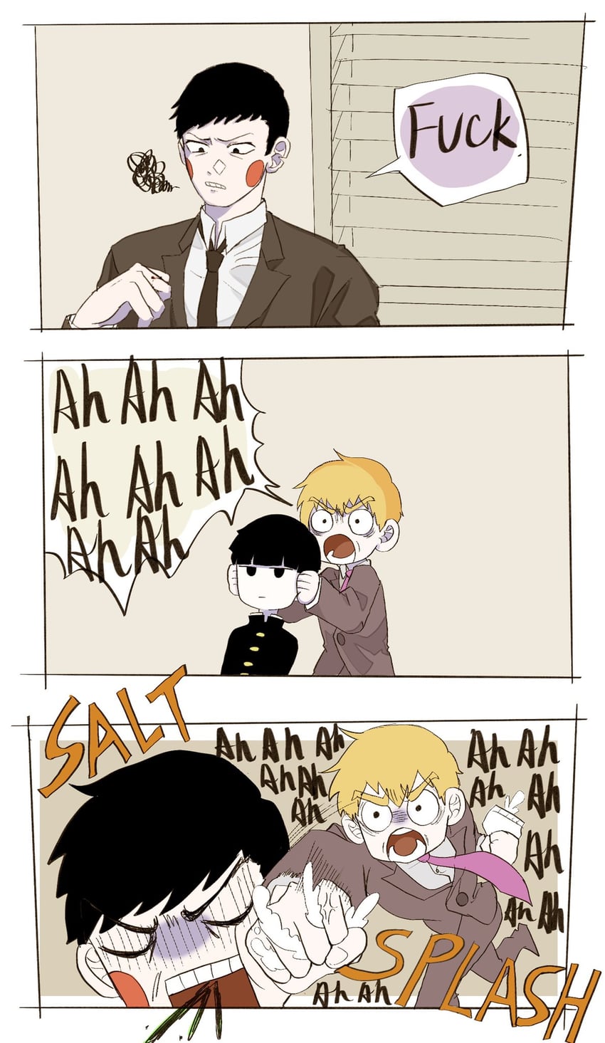 kageyama shigeo, reigen arataka, ekubo, and yoshioka mamoru (mob psycho 100) drawn by jjjackson_x