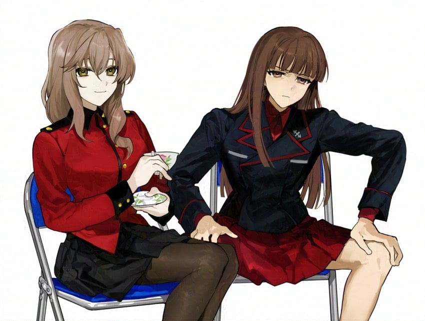 nishizumi shiho and shimada chiyo (girls und panzer) drawn by shiroi_uma