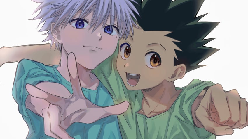 killua zoldyck and gon freecss (hunter x hunter) drawn by re_tae44