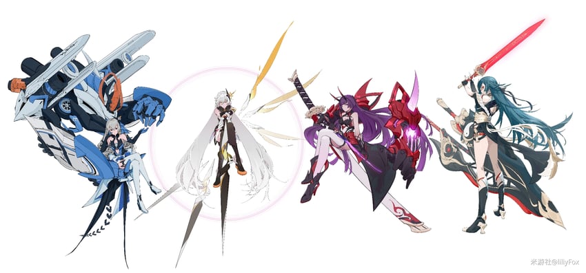 kiana kaslana, raiden mei, fu hua, bronya zaychik, herrscher of sentience, and 1 more (honkai and 1 more) drawn by lilyfox