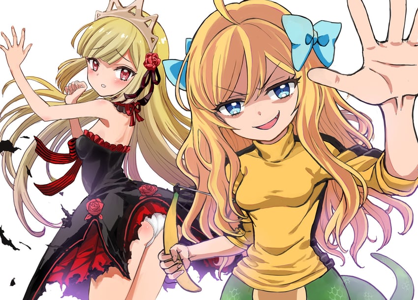 jashin-chan, ecute, and beatrix kiddo (jashin-chan dropkick and 2 more) drawn by esozima_gari