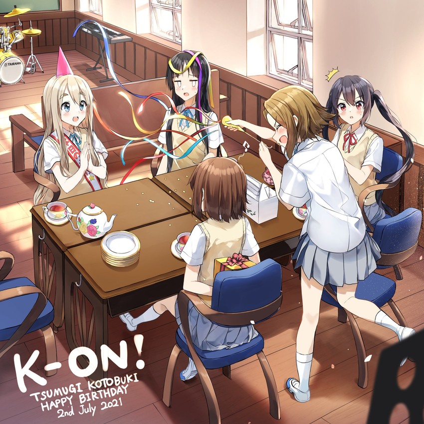 akiyama mio, nakano azusa, hirasawa yui, tainaka ritsu, and kotobuki tsumugi (k-on!) drawn by pentagon_(railgun_ky1206)