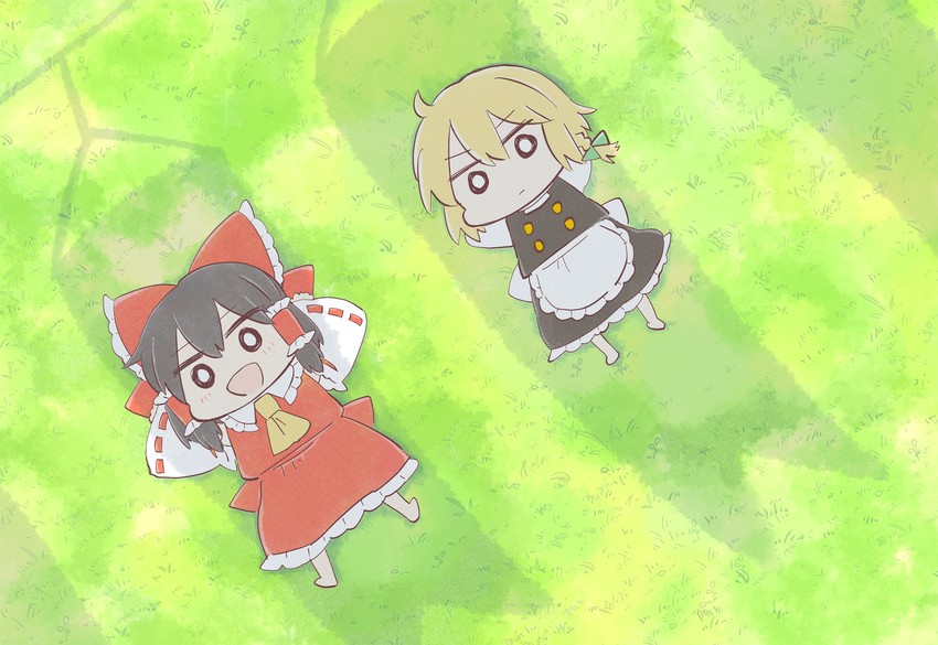 hakurei reimu and kirisame marisa (touhou) drawn by cyu_ta
