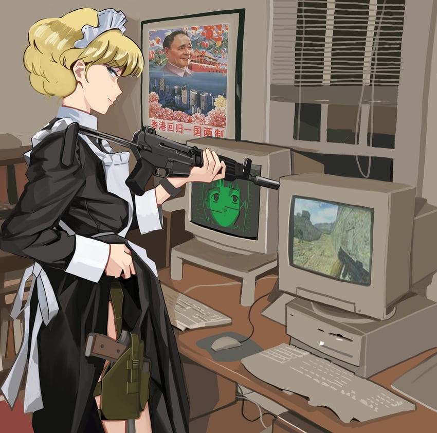 iwakura lain, irene sanders, and deng xiaoping (serial experiments lain and 2 more) drawn by wani_(perfect_han)