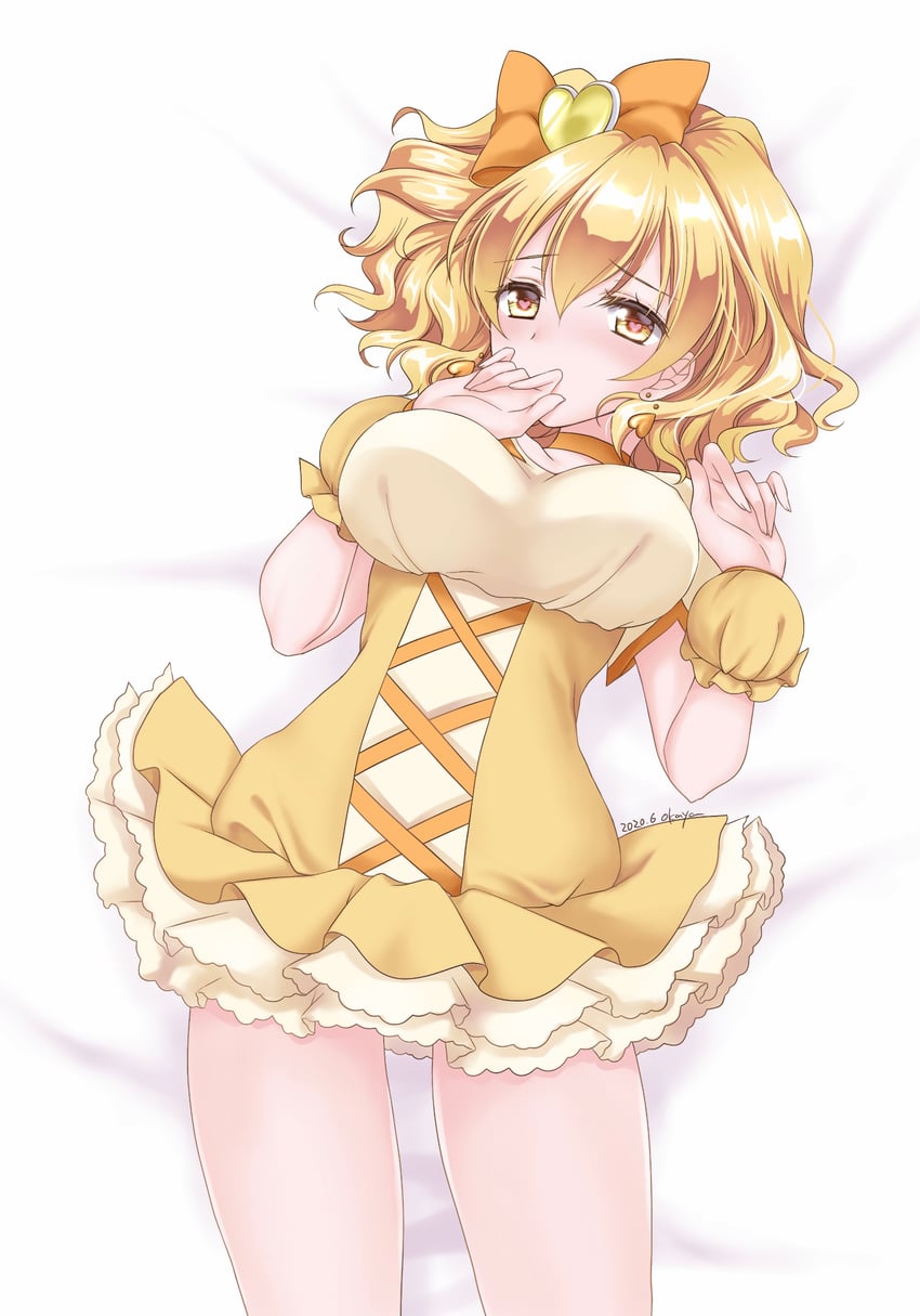 yamabuki inori and cure pine (precure and 1 more) drawn by okayashi