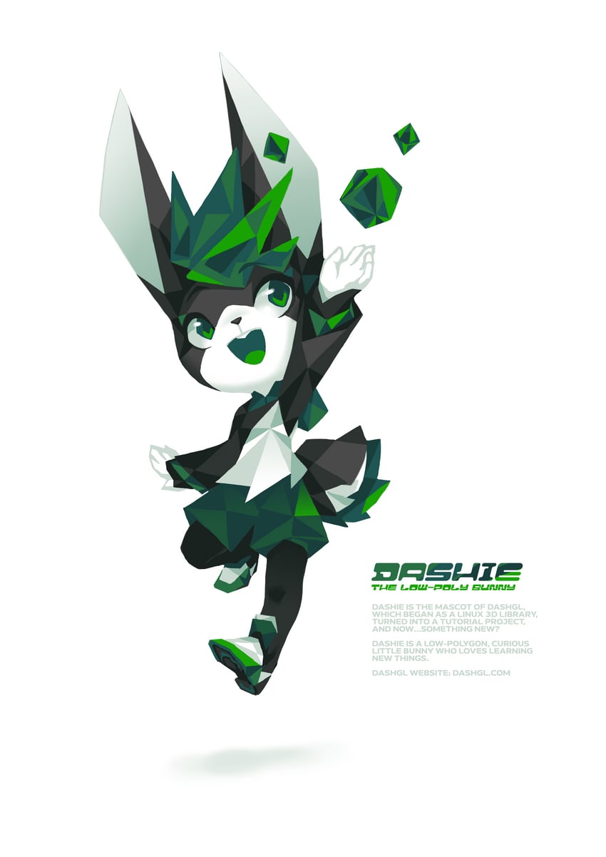 dashie the low-poly bunny (spirit animals in disguise) drawn by tyson_tan